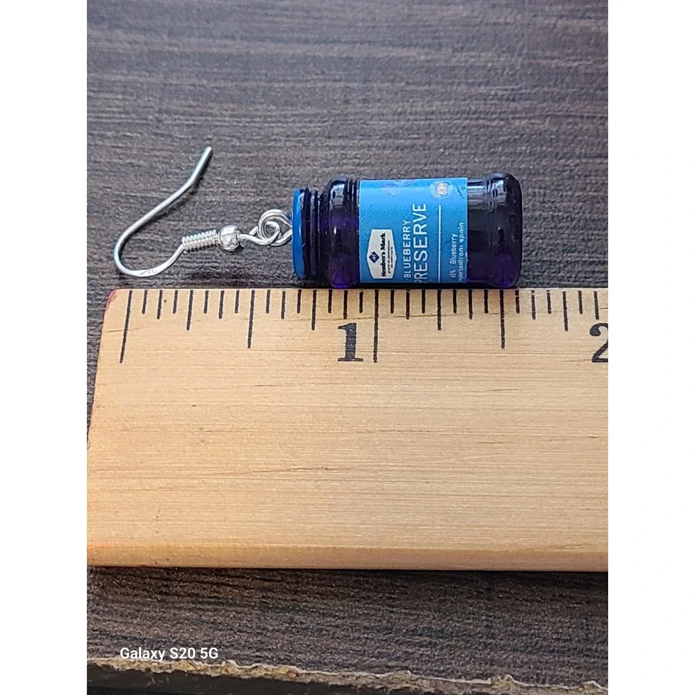 Blueberry Preserve Jar Miniature Earrings Purple Foodie Novelty Kitsch‎ Jewelry